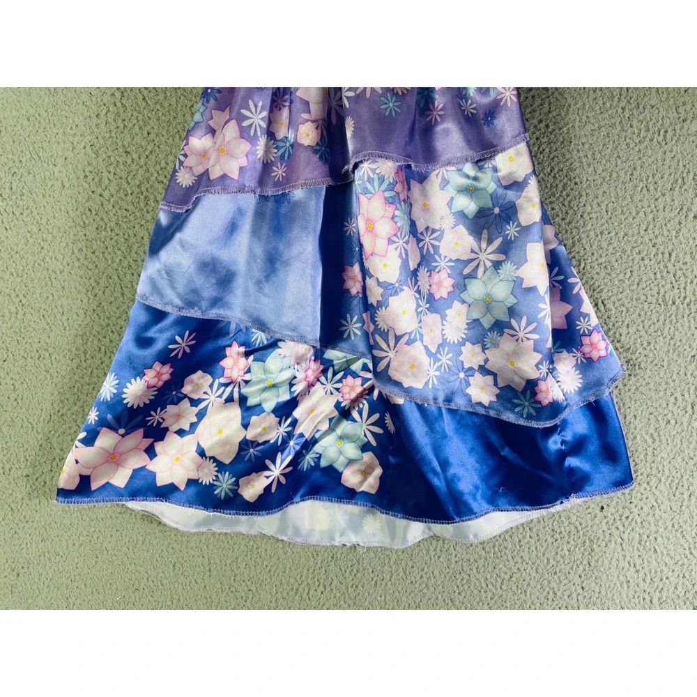 Disney‎ Encanto Costume Dress Floral Print Purple Blue Girl's Size 4-6X